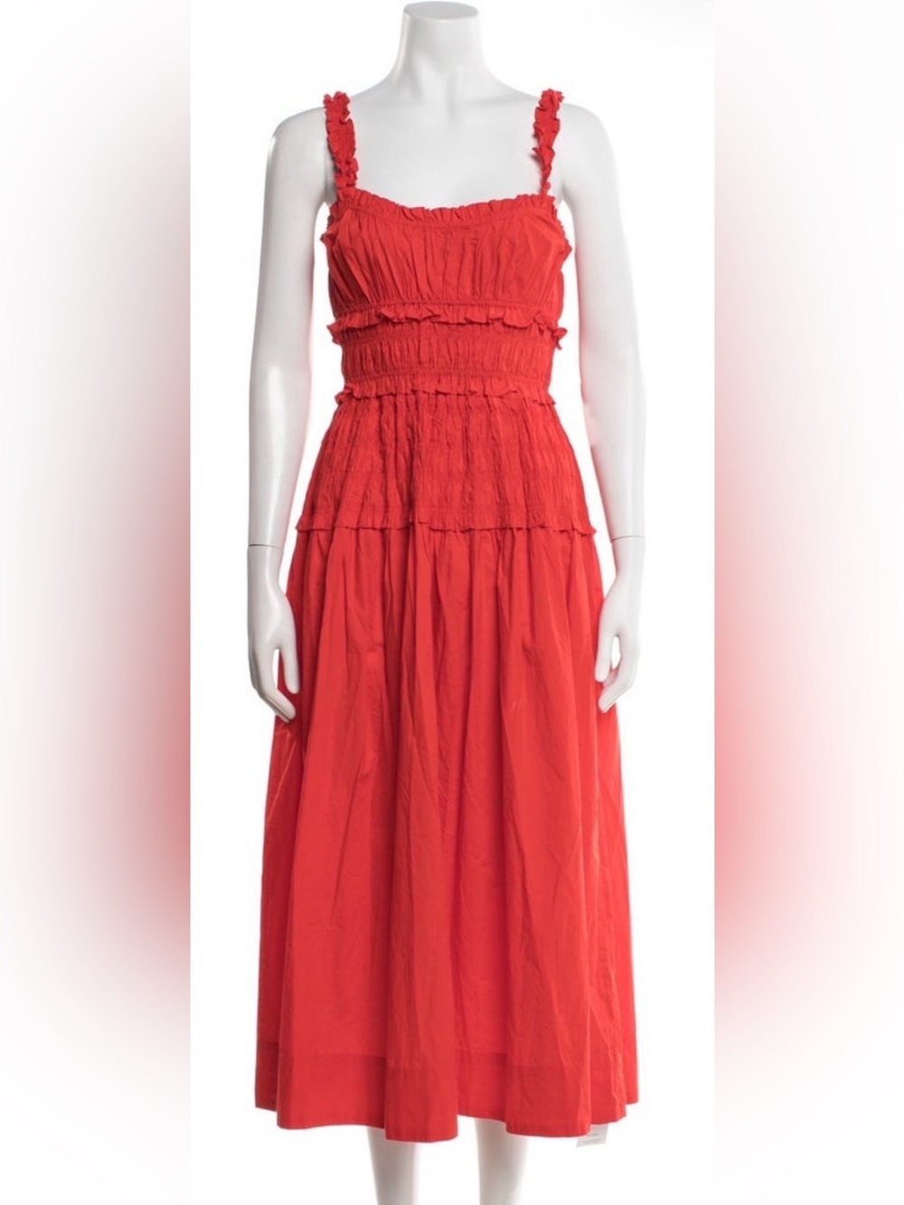 Dôen Marianne smocked Dress in Scarlet Sz S worn once